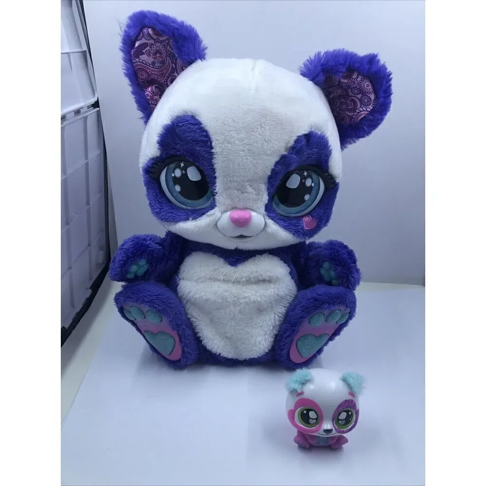 Interactive PEEK A ROO Panda & Baby - 10in Purple & White - Tested & Works!